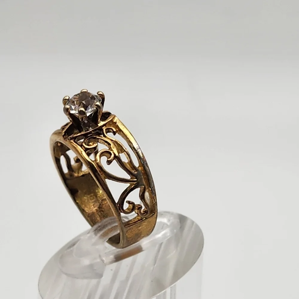 Vintage Aurora 18K HGE & Cubic Zirconia Swirl Ring (7.25)